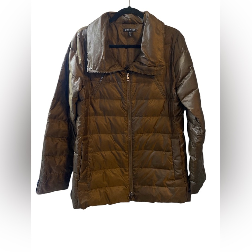 Eileen Fisher | small Brown 80% Down Filled Puffer Jacket/20% feather filled - Picture 1 of 4